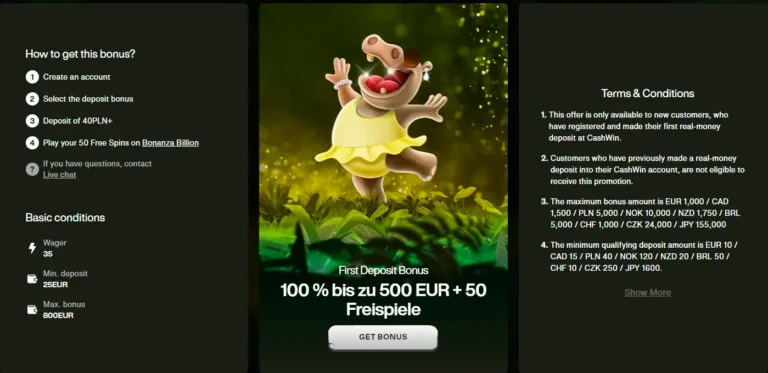 cashwin bonus ohne einzahlung